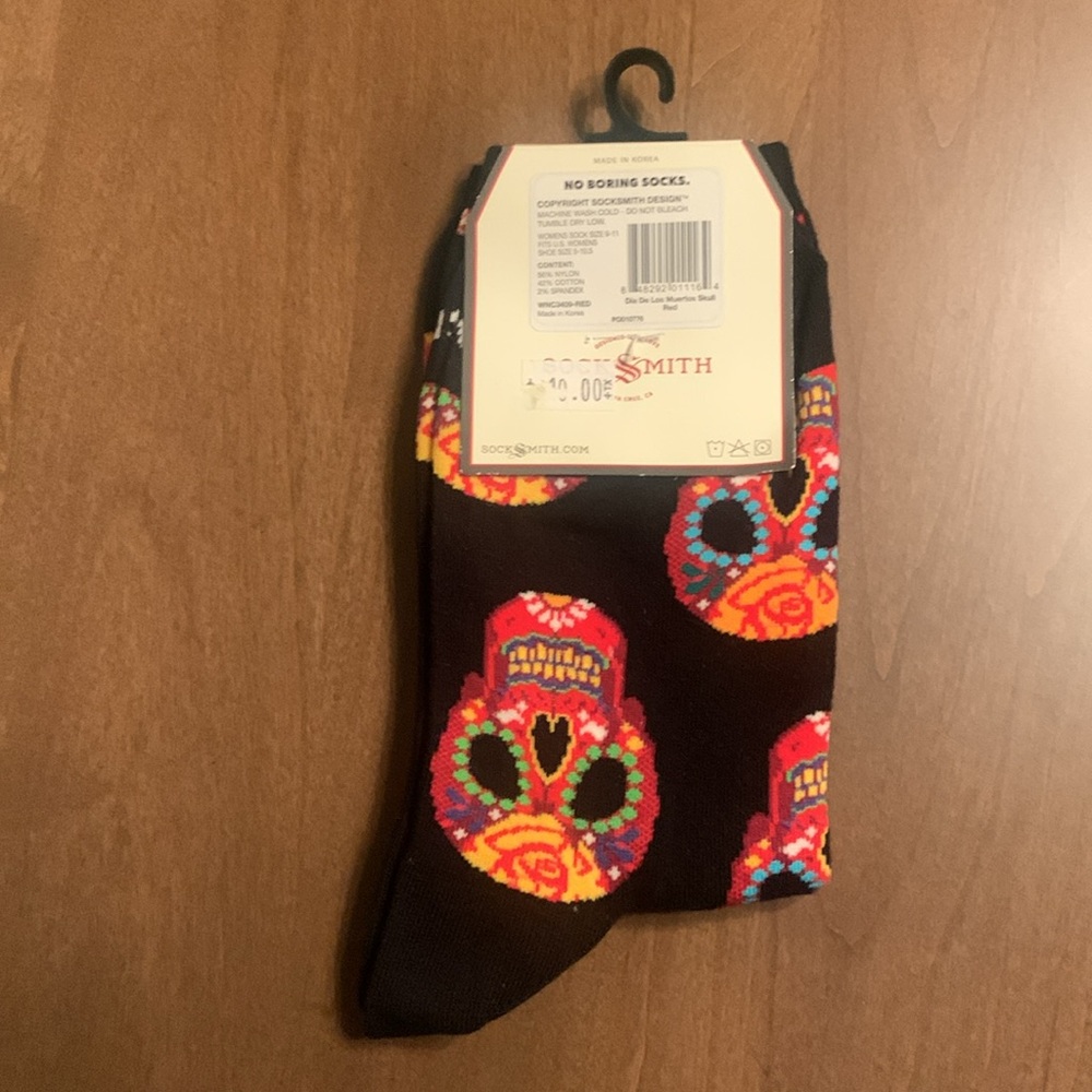 NWT SOCKSMITH Dia De Los Muertos Skull Fits Shoe sizes Size 5-10.5 PRICE FIRM - Picture 4 of 7
